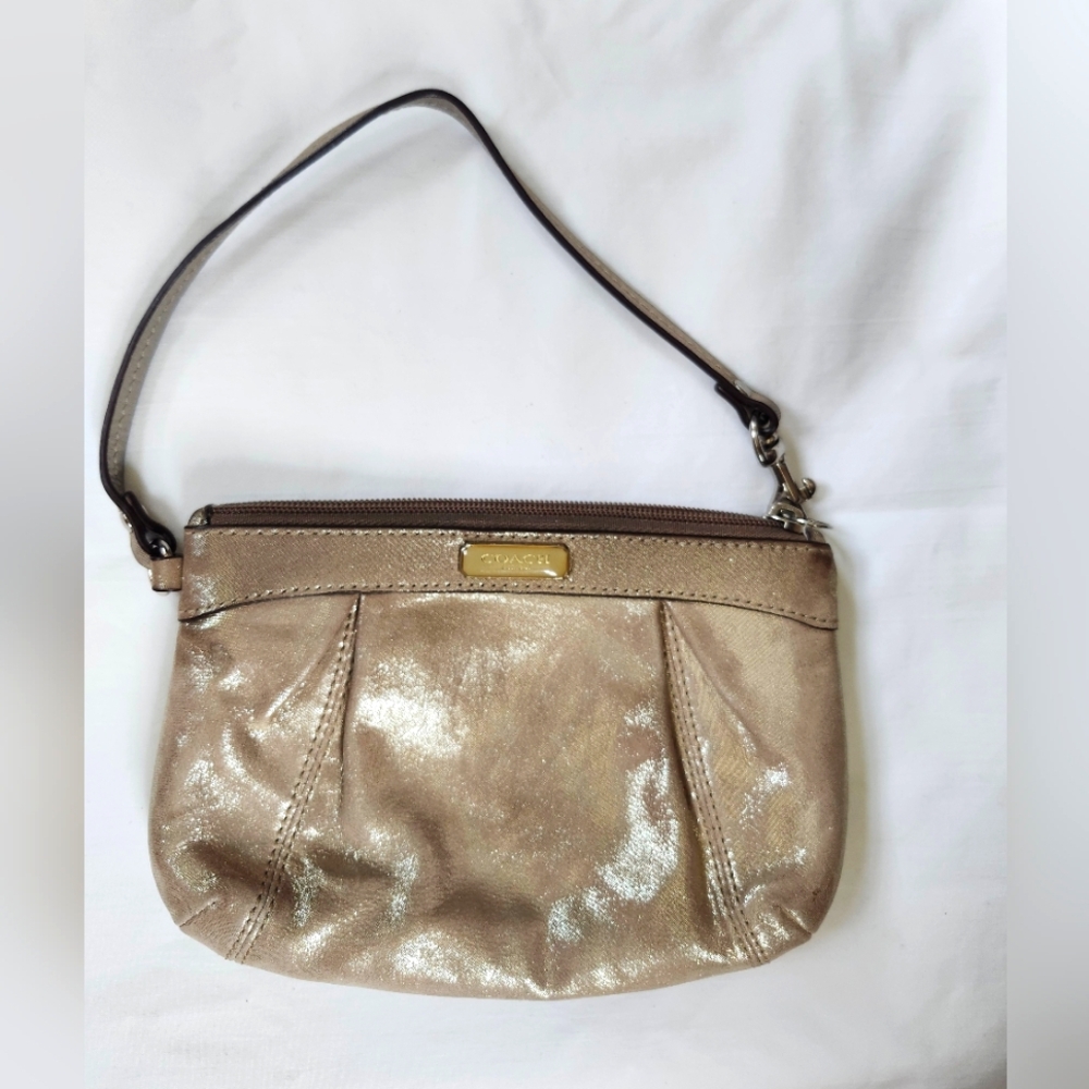 Coach Metallic Gold Clutch Elegant Wristlet